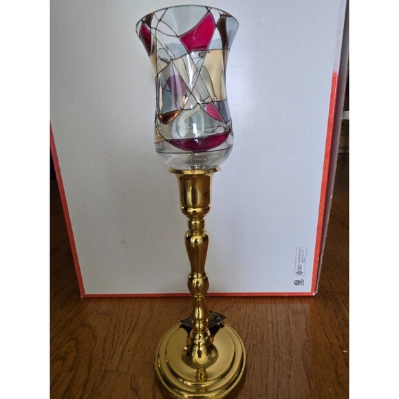 Partylite Mosaic Calypso Stained Glass Tealight Votive and Stand *6 tealights - Picture 2 of 3